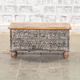 Indian Antique Tribal Hand Carved Wooden Blanket Box